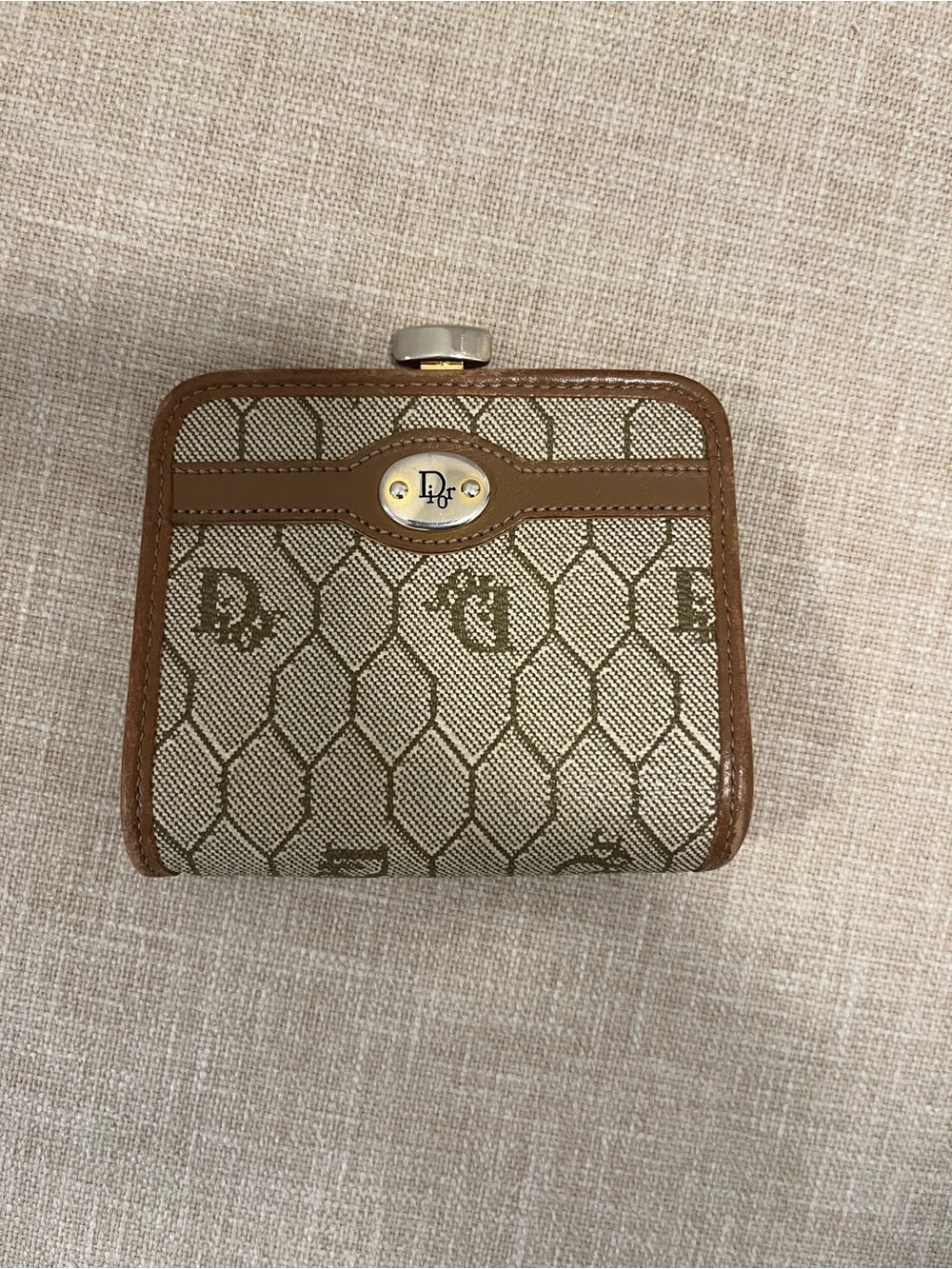 Dior Brown & Beige Monogram Canvas snap top Wallet